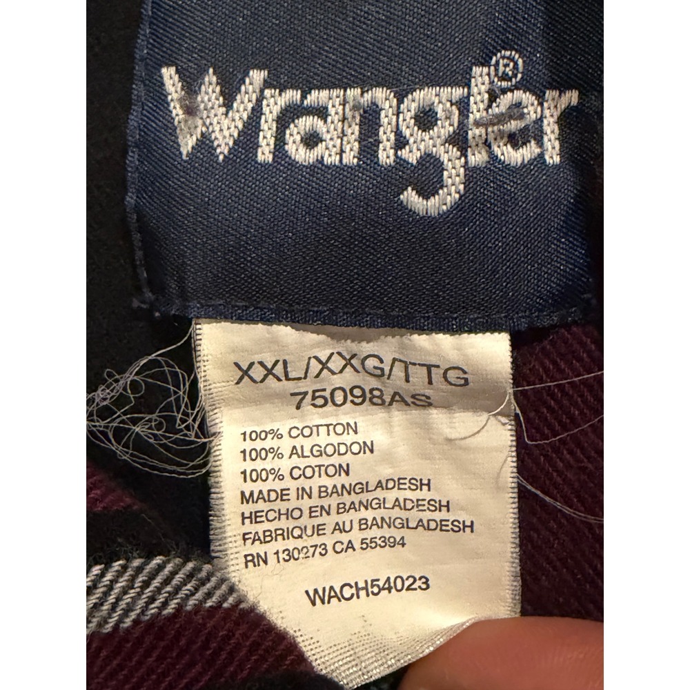 Wrangler Western Shirt Mens XXL Multicolor Striped Pearl Snap Long Sleeve Cotton - Picture 3 of 8